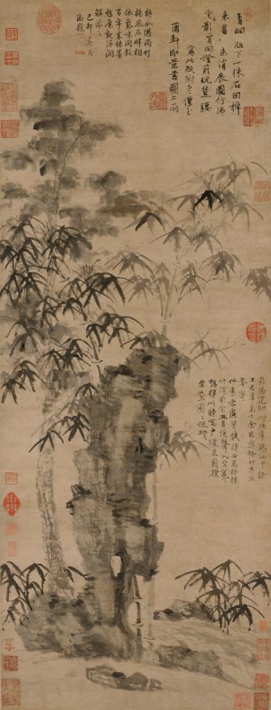 图片[1]-Ni Zanwu’s Bamboo and Stone Painting Axis-China Archive